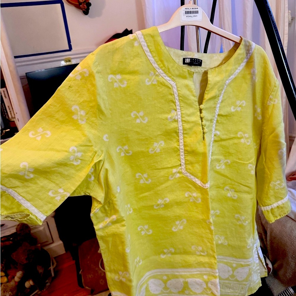 Carole Little Yellow and Cream Blouse